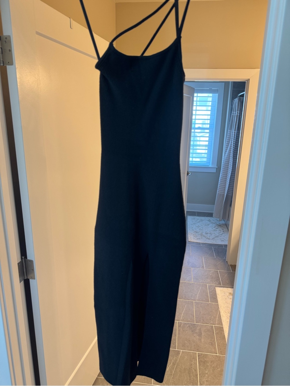 Abercrombie & Fitch Black Ribbed Midi Dress